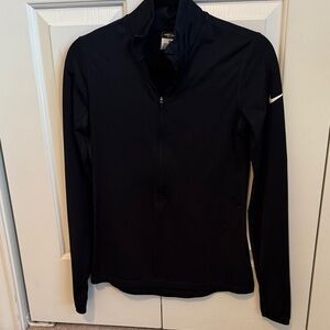 Nike Black Half-Zip Performance Top with White Swoosh